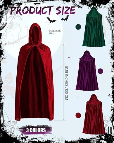 Liitrsh 3 Pcs Halloween Witch Sisters Costume Adults Hooded Robe Cloak for Cosplay Wizard Vampire in Saudi Arabia