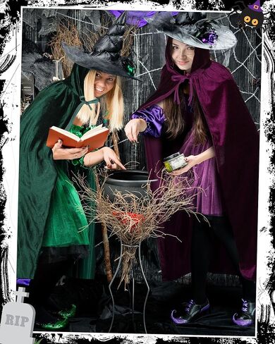 Liitrsh 3 Pcs Halloween Witch Sisters Costume Adults Hooded Robe Cloak for Cosplay Wizard Vampire in Saudi Arabia