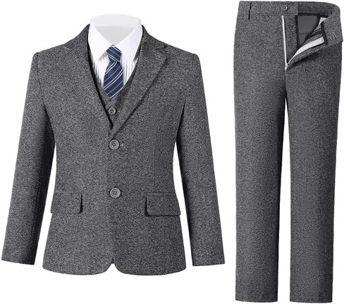 بدلات للأولاد Tweed Herringbone Suit 5 قطع دعوى خمر للأولاد ارتداء رجع in Kuwait