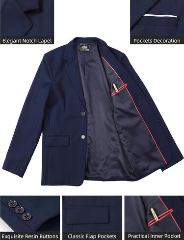 A&J DESIGN Boys Formal Slim Fit Suit Kid Tuxedo Dress Outfit, Jacket & Pants & Vest & Dress Shirt & Zipper Tie & Bowtie in Kuwait