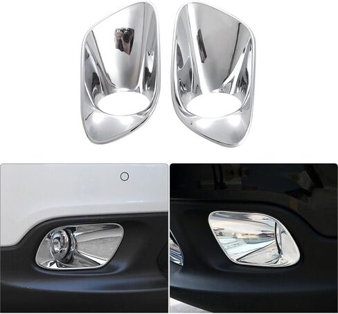 2pcs Front Side Chrome Gloss Light Trim Cover Lamp Fog Exterior for Jeep for Cherokee 2014-2018 901-42907 in Saudi Arabia