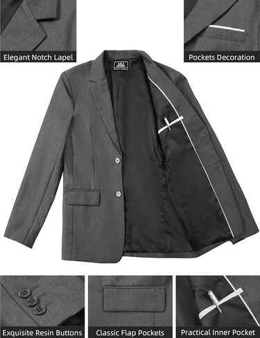 A&J DESIGN Boys Formal Slim Fit Suit Kid Tuxedo Dress Outfit, Jacket & Pants & Vest & Dress Shirt & Zipper Tie & Bowtie in Kuwait