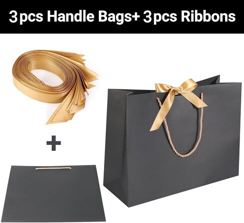 EUSOAR Gift Bags with Ribbon, 25pcs 16"x6"x12" Thank You Gift Bags Wedding Favor Bags, Gift Wrap Treat Bags Bulk for Wedding Baby Shower Birthday Bridesmaid Anniversary Holiday Party in Kuwait