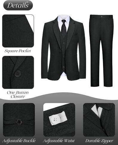 Boys Lightweight Suit 5 Pieces Casual Kids Lightweight Tuxedo for Boy Wedding Outfit Blazer Vest and Pants Set with Shirt Tie in Kuwait