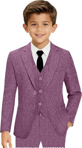 Boys Lightweight Suit 5 Pieces Casual Kids Lightweight Tuxedo for Boy Wedding Outfit Blazer Vest and Pants Set with Shirt Tie in Kuwait
