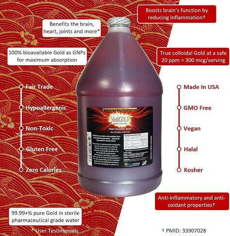 True colloidal Gold - 1 U.S. Gallon in BPA Free Plastic jug in Saudi Arabia