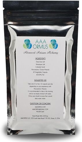 Ormus Gold - 40 كبسولات نباتية - الذهب أحادي الذرة مع الذهب الغروي - The Filsophers Stone - AAA Ormus in Saudi Arabia