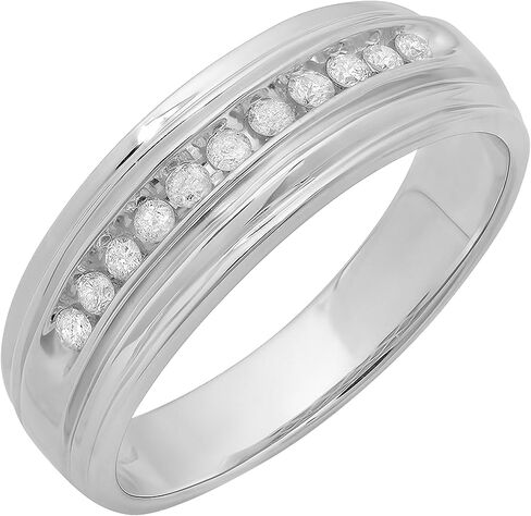 مجموعة DazzlingRock 0.25 CTTW جولة قناة بيضاء الماس مجموعة الزفاف للرجال في 925 الفضة الاسترليني in Saudi Arabia