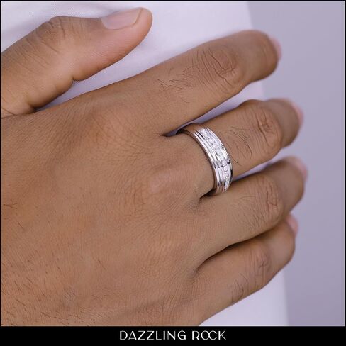 مجموعة DazzlingRock 0.25 CTTW جولة قناة بيضاء الماس مجموعة الزفاف للرجال في 925 الفضة الاسترليني in Saudi Arabia