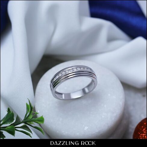 مجموعة DazzlingRock 0.25 CTTW جولة قناة بيضاء الماس مجموعة الزفاف للرجال في 925 الفضة الاسترليني in Saudi Arabia