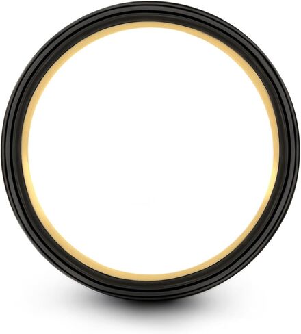 حلقة زفاف Tungsten حلقة 12 مم 9 مم 8 مم 7 مم للرجال نساء 18K الذهب الأصفر مطلي مسطح قطع أسود رمادي مصقول in Kuwait