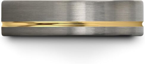 حلقة زفاف Tungsten حلقة 12 مم 9 مم 8 مم 7 مم للرجال نساء 18K الذهب الأصفر مطلي مسطح قطع أسود رمادي مصقول in Kuwait