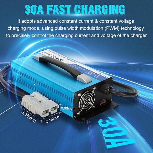 36Volt 18Amp Golf Cart Battery Charger for EZGO-D Style Plug, 36V Trickle Charger for EZ-go TXT, 900W Replace PowerWise Golf Charger, Smart Charger for Lead Acid/AGM/Gel Batteries, 4-6h Full Charge in Kuwait