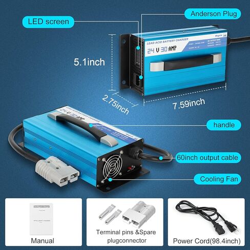 36Volt 18Amp Golf Cart Battery Charger for EZGO-D Style Plug, 36V Trickle Charger for EZ-go TXT, 900W Replace PowerWise Golf Charger, Smart Charger for Lead Acid/AGM/Gel Batteries, 4-6h Full Charge in Kuwait