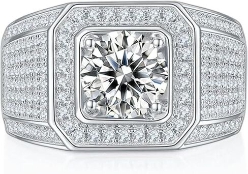 18K Gold Men's Wedding Rings,2 Carat Diamond Ring D-color VVS1,Luxuriously Studded Trendsetting Full Diamond Design,Father's Day Gift in Saudi Arabia