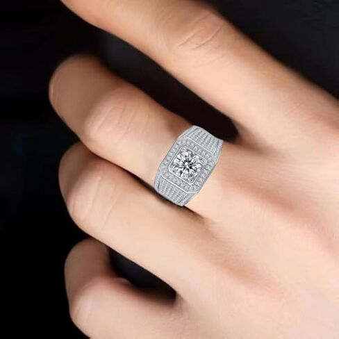 18K Gold Men's Wedding Rings,2 Carat Diamond Ring D-color VVS1,Luxuriously Studded Trendsetting Full Diamond Design,Father's Day Gift in Saudi Arabia