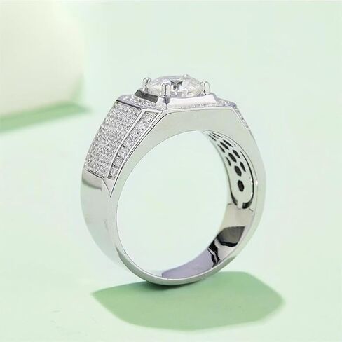 18K Gold Men's Wedding Rings,2 Carat Diamond Ring D-color VVS1,Luxuriously Studded Trendsetting Full Diamond Design,Father's Day Gift in Saudi Arabia