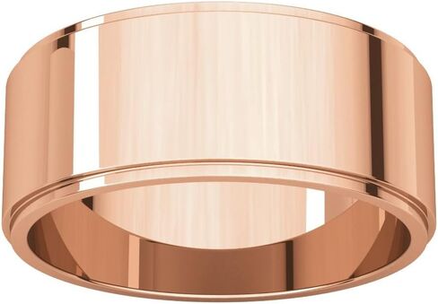 10K 14K or 18K Rose White or Yellow Gold 925 Sterling Silver Palladium or Platinum 8mm Flat Edge Classic Comfort Fit Wedding Band in Saudi Arabia