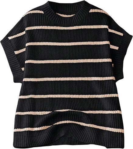Verdusa Women's Plus Size Princed Print Rib Tops Short Sleeve Crew Neck Sweater in Kuwait