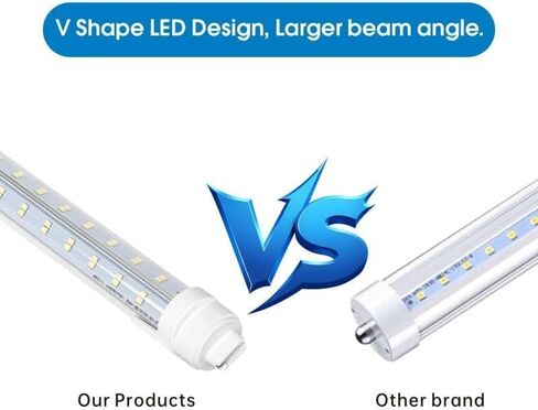 8FT R17D/HO LED Tube Lights, Super Bright V Shaped 270° Angel, 4 Row LEDs 80W 10800lm 6500K Cold White, Clear PC Cover (Replace for F96T12/CW/HO150W) Ballast Bypass Dual-Ended Power AC100-277V 4PACK in Saudi Arabia