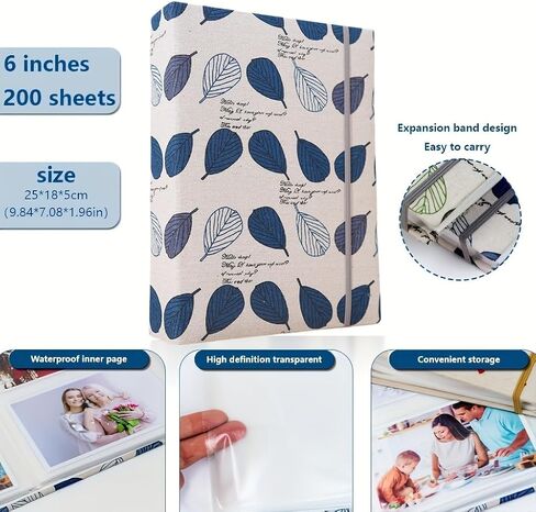 2PC Photo Album 4x6 200 Photos Linen Cover Picture Photo Book for Family Wedding（Cyan and yellow） in Saudi Arabia