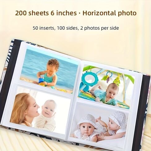 2PC Photo Album 4x6 200 Photos Linen Cover Picture Photo Book for Family Wedding（Cyan and yellow） in Saudi Arabia