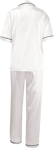 Pajama Sets For Women 2 Piece Pants Short Sleeve Button Down Shirt Nightwear Silk Satin Sleepwear Pj Lounge Set in Saudi Arabia