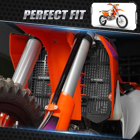 NICECNC Black Radiator Guards Protection Cover Compatible with KTM 125-450 XC SX XCF SXF 2023-24 150-500 EXC EXCF XCW XCF-W XW-F 2024,Compatible with Husqvarna 125-450 FC FX TX TC 23-24,See Fitment in Saudi Arabia