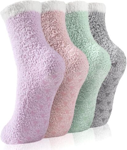 Premillow Slipper Socks for Women - Fuzzy Socks for Women, Womens Non Slip Fluffy socks Hospital Cozy socks with Grips in Kuwait