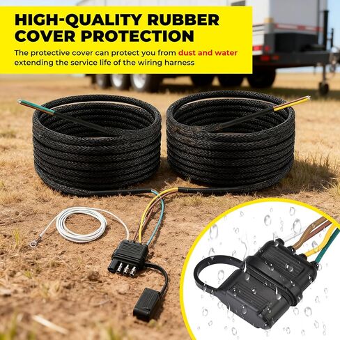 30FT 4 Pin 5 Wire Trailer Wiring Harness Kit,18AWG Pure Copper Wires with Tinned Ends to Prevent Wear, for Connection of Tail Lights, Brake Lights and Turn Signals(30FT) in Saudi Arabia