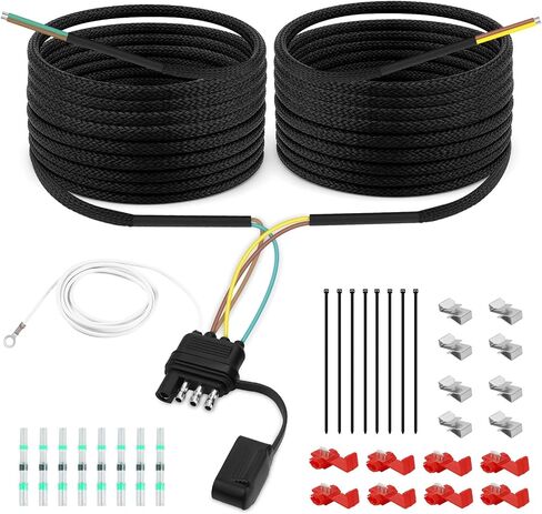 30FT 4 Pin 5 Wire Trailer Wiring Harness Kit,18AWG Pure Copper Wires with Tinned Ends to Prevent Wear, for Connection of Tail Lights, Brake Lights and Turn Signals(30FT) in Saudi Arabia