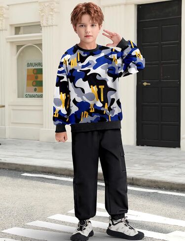 ملابس الأولاد Necious Camo ملابس طويلة الأكمام وملابس السراويل مجموعات 2 قطعة خريف الشتاء الأولاد الحجم 6-12 in Kuwait