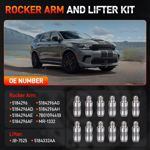 Rocker Arm و Lafter Kit 12pcs متوافق مع Chrysler 200 300 ، Dodge Avenger Challenger Charger Journey ، Jeep Grand Cherokee Wrangler ، RAM 1500 Promaster 3.6L يحل محل # 5184296AH 5184332AA in Kuwait