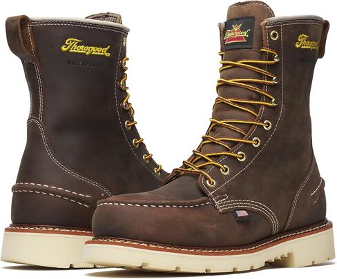 Thorogood 1957 Series – Waterproof – 8" Steel Safety Toe – Moc Toe Maxwear 90 Men's Durable Work Boots for Tough Jobs in Saudi Arabia
