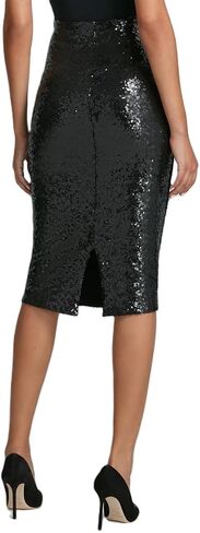 Commando Sequin Midi Skirt - SK208 (أسود ، صغير) in Saudi Arabia