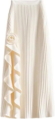 المرأة الأنيقة غير المنتظمة مطوية A-LINE SKIRT مرنة عالية الخصر الكشكش الحزب التنانير الزهرة in Saudi Arabia