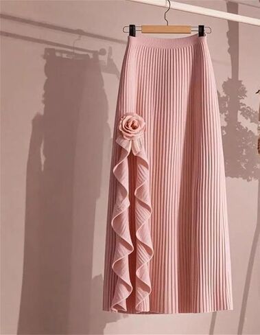 المرأة الأنيقة غير المنتظمة مطوية A-LINE SKIRT مرنة عالية الخصر الكشكش الحزب التنانير الزهرة in Saudi Arabia