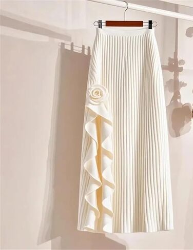 المرأة الأنيقة غير المنتظمة مطوية A-LINE SKIRT مرنة عالية الخصر الكشكش الحزب التنانير الزهرة in Saudi Arabia