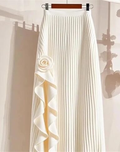 المرأة الأنيقة غير المنتظمة مطوية A-LINE SKIRT مرنة عالية الخصر الكشكش الحزب التنانير الزهرة in Saudi Arabia