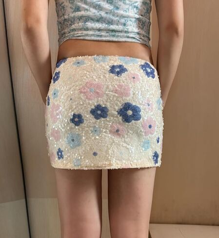 FeorJGP Womens Sparkle Sequins Mini Terts Mid Rise Shiny Glitter Short Charts Clubwear Partycon Skirt Summer Streetwear in Kuwait