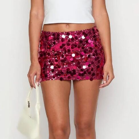 FeorJGP Womens Sparkle Sequins Mini Terts Mid Rise Shiny Glitter Short Charts Clubwear Partycon Skirt Summer Streetwear in Kuwait