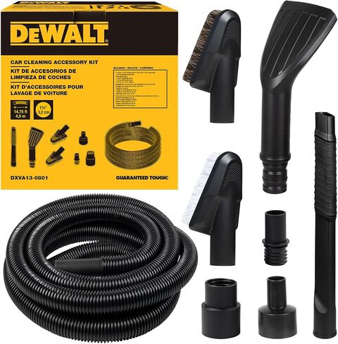 DEWALT Car Cleaning Accessory Kit, 8PCS Wet/Dry Vacuum Attachments for Efficient Cleaning, Compatible with Most Wet/Dry Vacs, DXVA13-0801 in Saudi Arabia