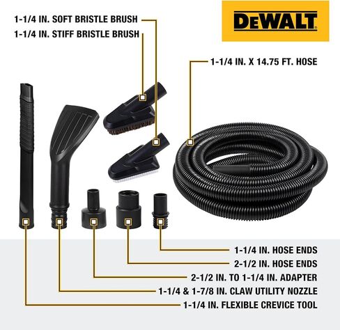 DEWALT Car Cleaning Accessory Kit, 8PCS Wet/Dry Vacuum Attachments for Efficient Cleaning, Compatible with Most Wet/Dry Vacs, DXVA13-0801 in Saudi Arabia