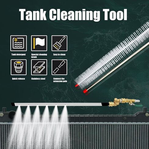 39 "Pro Claying Wand Wand Kit-Stainless Steel Cleaner Cleaner Wand مع 6 فوهات رذاذ+فرشاة فرك قابلة للفصل ومحولات مزدوجة (الماء/الهواء) ، صمام تشغيل للسيارة ، HVAC ، تنظيف المعدات الثقيلة in Kuwait