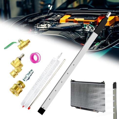 39 "Pro Claying Wand Wand Kit-Stainless Steel Cleaner Cleaner Wand مع 6 فوهات رذاذ+فرشاة فرك قابلة للفصل ومحولات مزدوجة (الماء/الهواء) ، صمام تشغيل للسيارة ، HVAC ، تنظيف المعدات الثقيلة in Kuwait