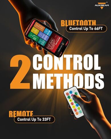 Auxbeam 8 PODS RGB LED ROCK LIGHTS W/MODE BRAKE ، ألوان ديناميكية تغيير العجلة بئر الأضواء W/Bluetooth App والتحكم عن بُعد ، مجموعة Music Sync Underglow Kit للشاحنات المقاومة للماء ، 1 سنة ضمان in Kuwait