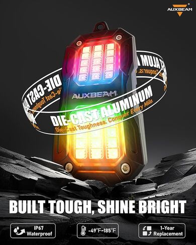 Auxbeam 8 PODS RGB LED ROCK LIGHTS W/MODE BRAKE ، ألوان ديناميكية تغيير العجلة بئر الأضواء W/Bluetooth App والتحكم عن بُعد ، مجموعة Music Sync Underglow Kit للشاحنات المقاومة للماء ، 1 سنة ضمان in Kuwait