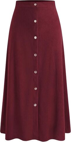 CIDER Skirts for Women Corduroy Midi A Line Ruffle Button Front Mid Waist Solid Casual Skirt in Saudi Arabia