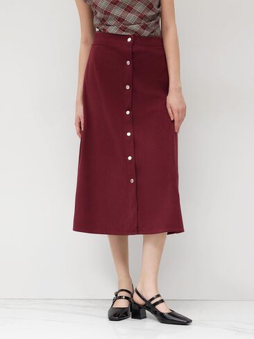 CIDER Skirts for Women Corduroy Midi A Line Ruffle Button Front Mid Waist Solid Casual Skirt in Saudi Arabia