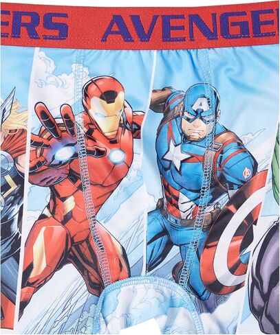 Marvel Boys Avengers مع مطبوعات بطل متنوعة بما في ذلك Iron Man و Hulk و Thor & More في الحجم 4 و 6 و 8 و 10 و 12 ملخصات الملاكمة ، ملاكمة رياضية 7 عبوات - Avengers Classic ، 12 US in Saudi Arabia